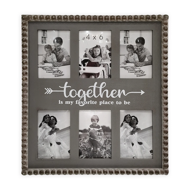 Wooden Photo Frame with 6 Photos in Size 4X6", MDF Picture Frame with Bead Line Decoration, Promotional Photo Frame