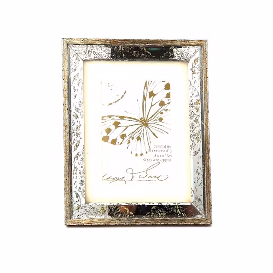 Porta-retrato com faixa de espelho para decoração de casa Moldura de plástico para fotos