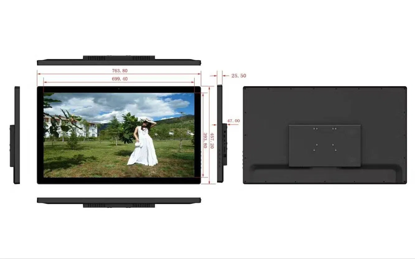 32 "Wifi Construído na Bateria HD LCD Digital Photo Frame com USB, Cartão SD Vídeo Publicidade Player Monitor de Plástico